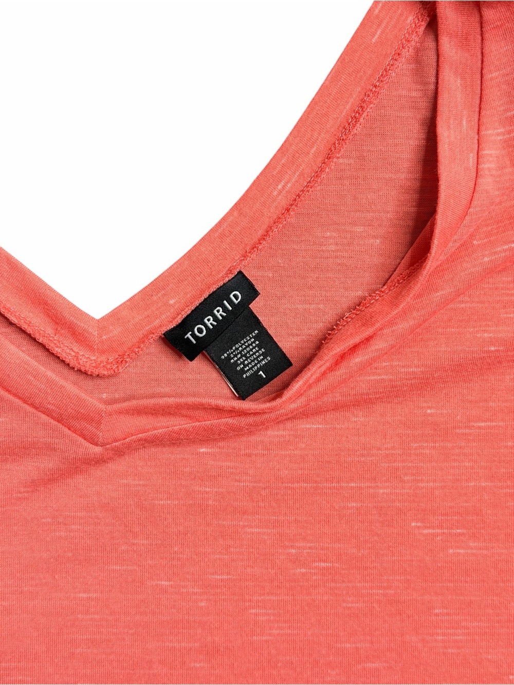 Torrid Coral V-Neck Slub Knit Tee Plus Size 1 Short Sleeve Top - Picture 5 of 5